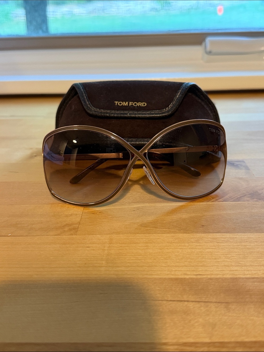 Tom Ford Women's Brown Gradient Oversized Sunglasses with Case